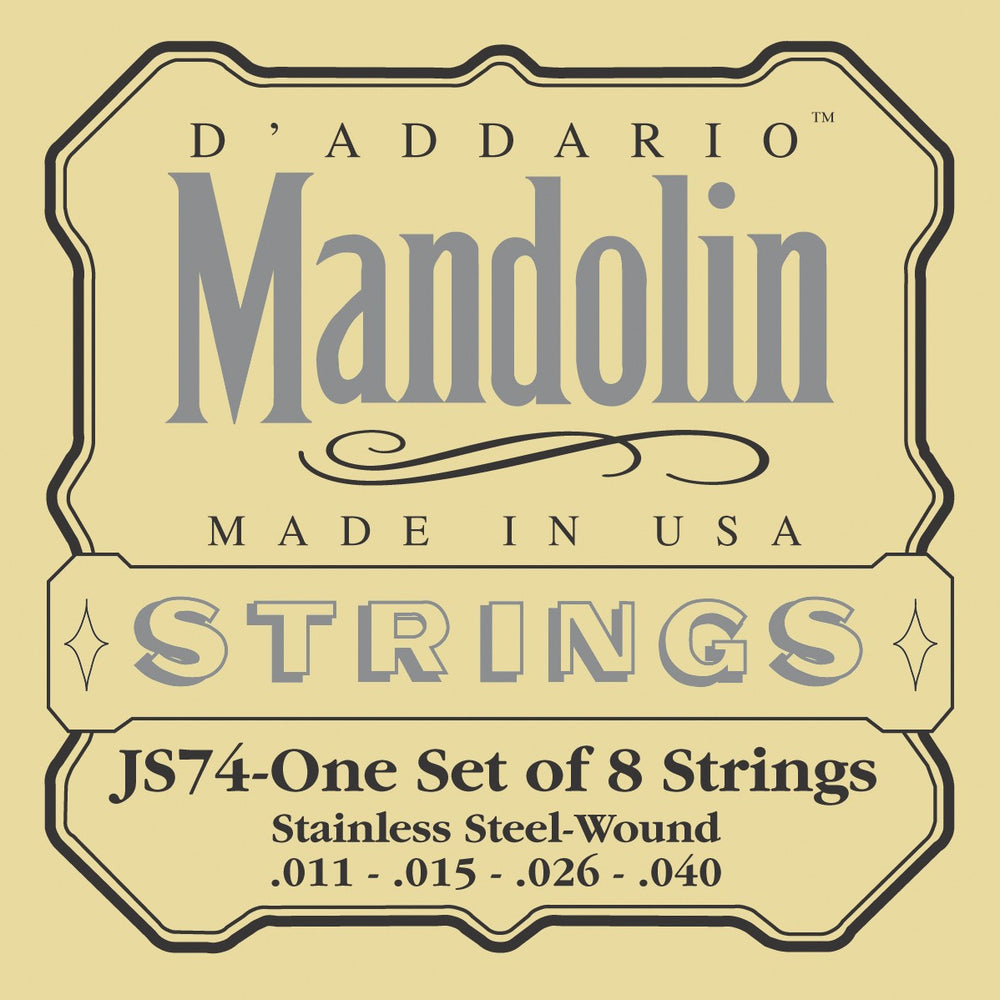 D'Addario JS74 Mandolin Strings, Phosphor Bronze, Stainless Steel, 11-40