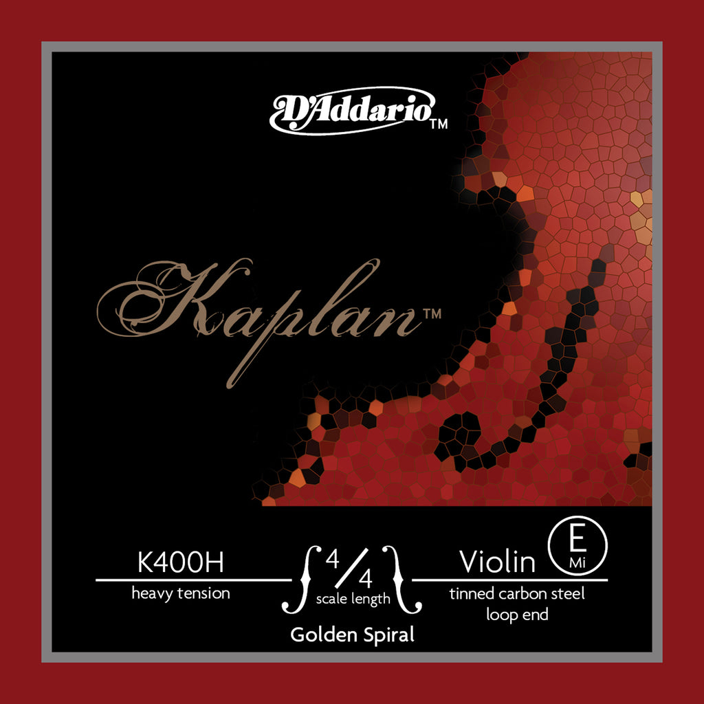 D'Addario Kaplan Golden Spiral Solo Loop End Violin Single E String, 4/