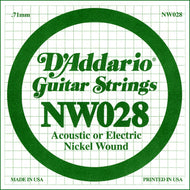 D'Addario NW028 Nickel Wound Electric Guitar Single String, .028