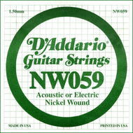 D'Addario NW059 Nickel Wound Electric Guitar Single String, .059