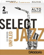 Rico Select Jazz Alto Sax Reeds, Unfiled, Strength 2 Strength Soft, 10-pack - RRS10ASX2S