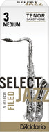 Rico Select Jazz Tenor Sax Reeds, Filed, Strength 3 Strength Medium, 5-pack - RSF05TSX3M