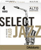 Rico Select Jazz Alto Sax Reeds, Filed, Strength 4 Strength Hard, 10-pack - RSF10ASX4H