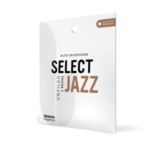 D'Addario Organic Select Jazz Unfiled Alto Saxophone Reeds, Strength 2 Medium, Individually-Sealed, 3-Pack