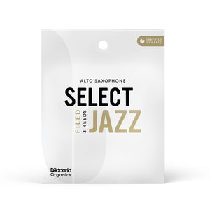 D'Addario Organic Select Jazz Filed Alto Saxophone Reeds, Strength 3 Soft, Individually-Sealed, 3-Pack