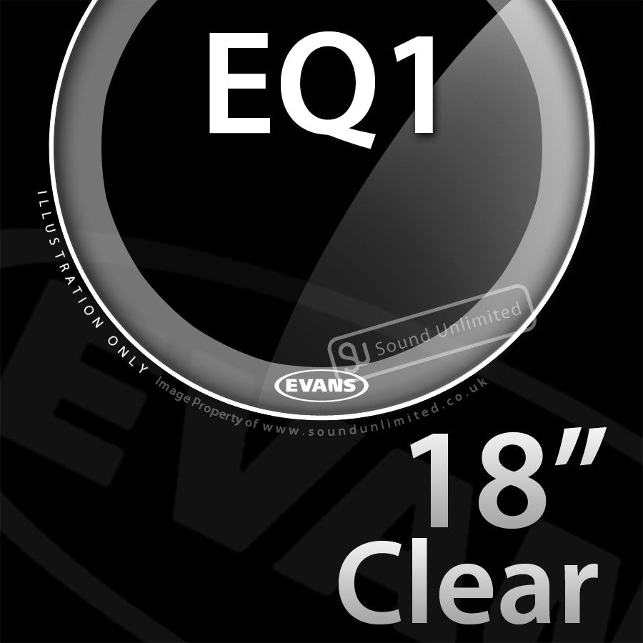 Evans BD18GB1 18 inch EQ1 Bass Batter Clear 1-ply