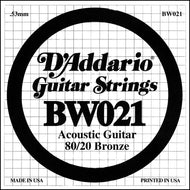 D'Addario BW021 Bronze Wound Acoustic Guitar Single String, .021