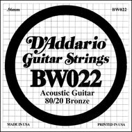 D'Addario BW022 Bronze Wound Acoustic Guitar Single String, .022