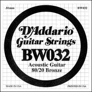 D'Addario BW032 Bronze Wound Acoustic Guitar Single String, .032