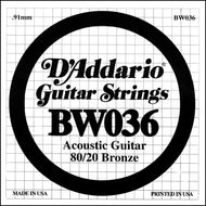 D'Addario BW036 Bronze Wound Acoustic Guitar Single String, .036