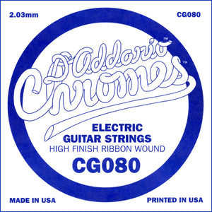 D'Addario CG080 Flat Wound Electric Guitar Single String, .080