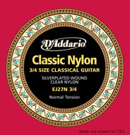 D'Addario EJ27N 3/4 Student Nylon Fractional Classical Guitar Strings, Normal Tension