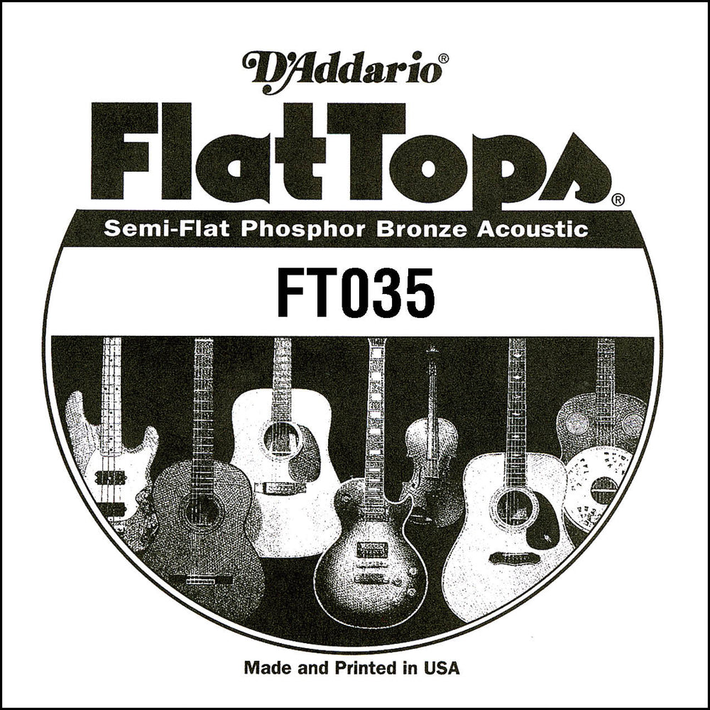 D'Addario FT035 Semi-Flat Phosphor Bronze Acoustic Guitar Single String, .035