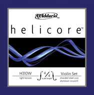 D'Addario Helicore Violin String Set with Wound E, 4/4 Scale, Light Tension