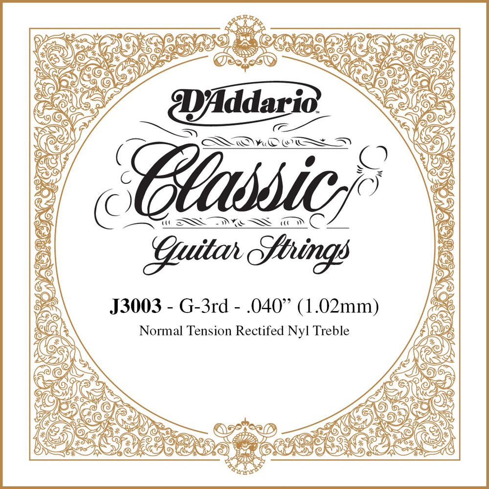 D'Addario J3003 Rectified Classical Guitar Single String, Normal Tension, Third String