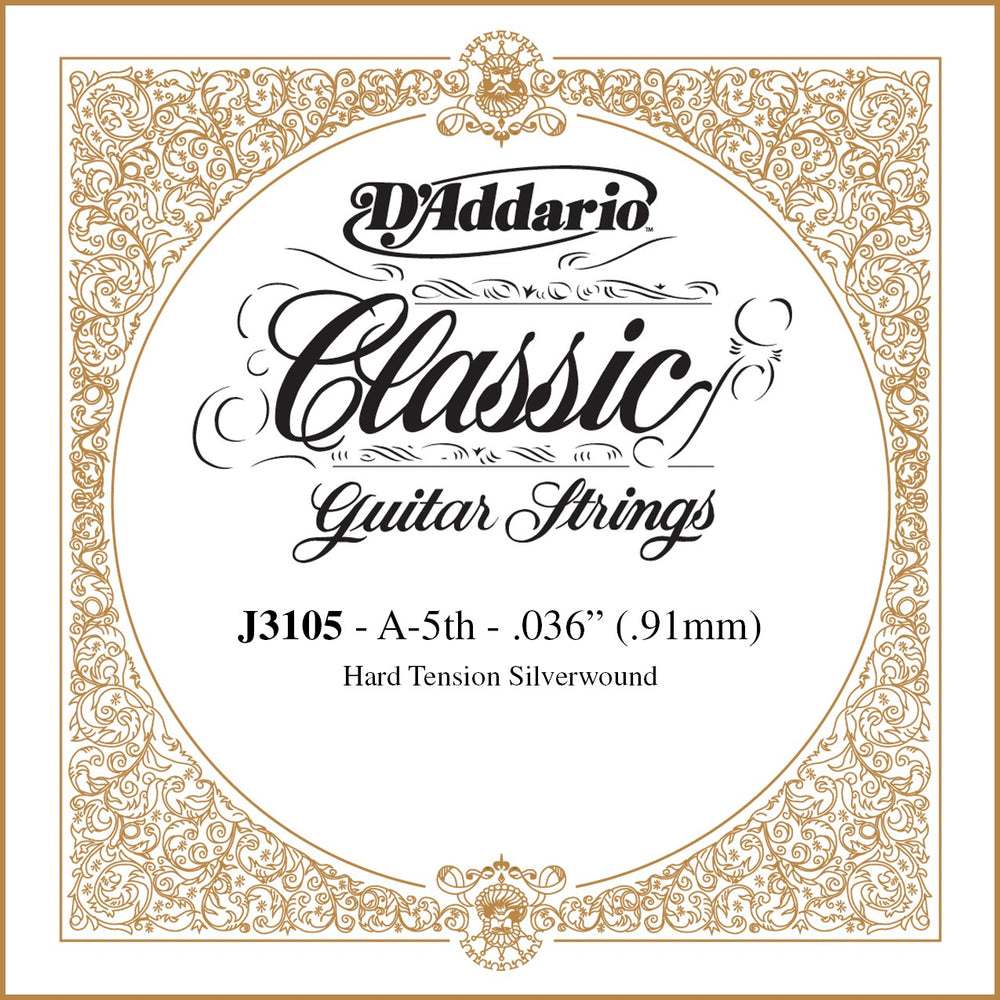 D'Addario J3105 Rectified Classical Guitar Single String, Hard Tension, Fifth String