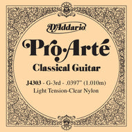 D'Addario J4303 Pro-Arte Nylon Classical Guitar Single String, Light Tension, Third String