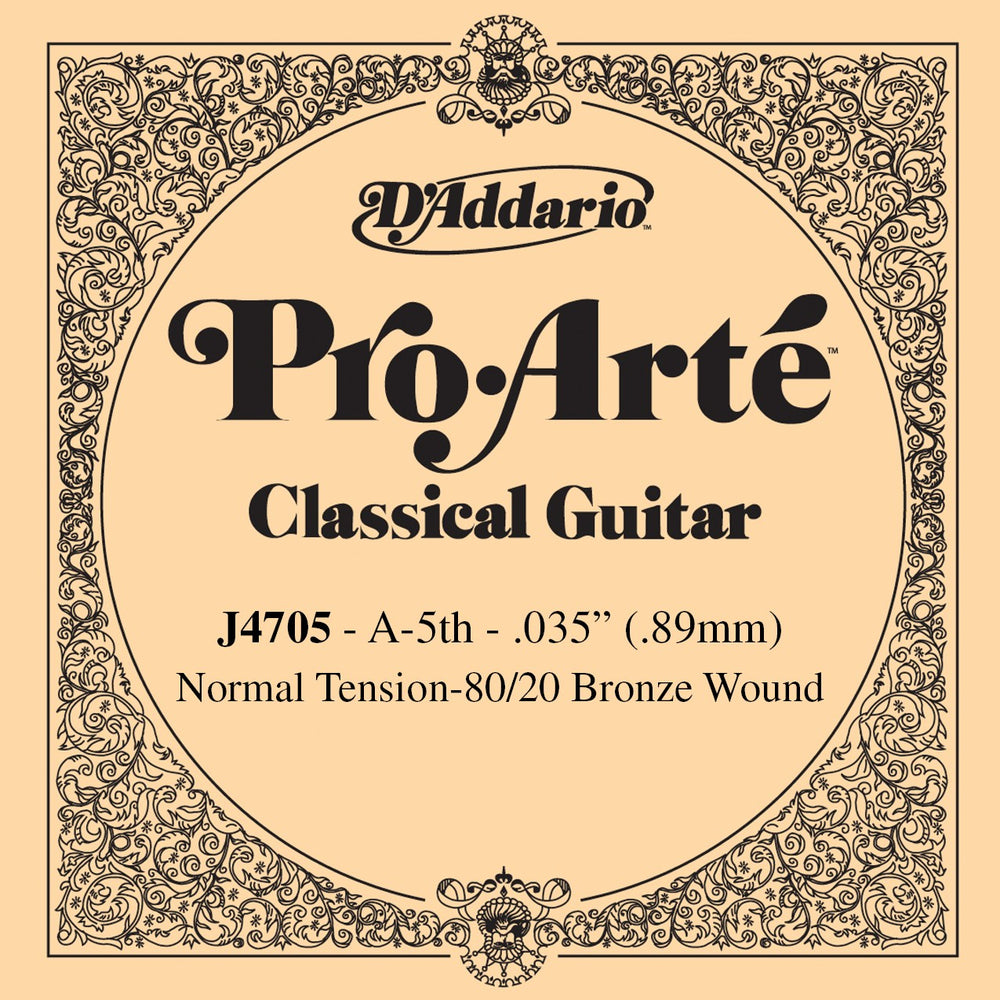 D'Addario J4705 80/20 Bronze Pro-Arte Nylon Classical Guitar Single String, Normal Tension, Fifth String