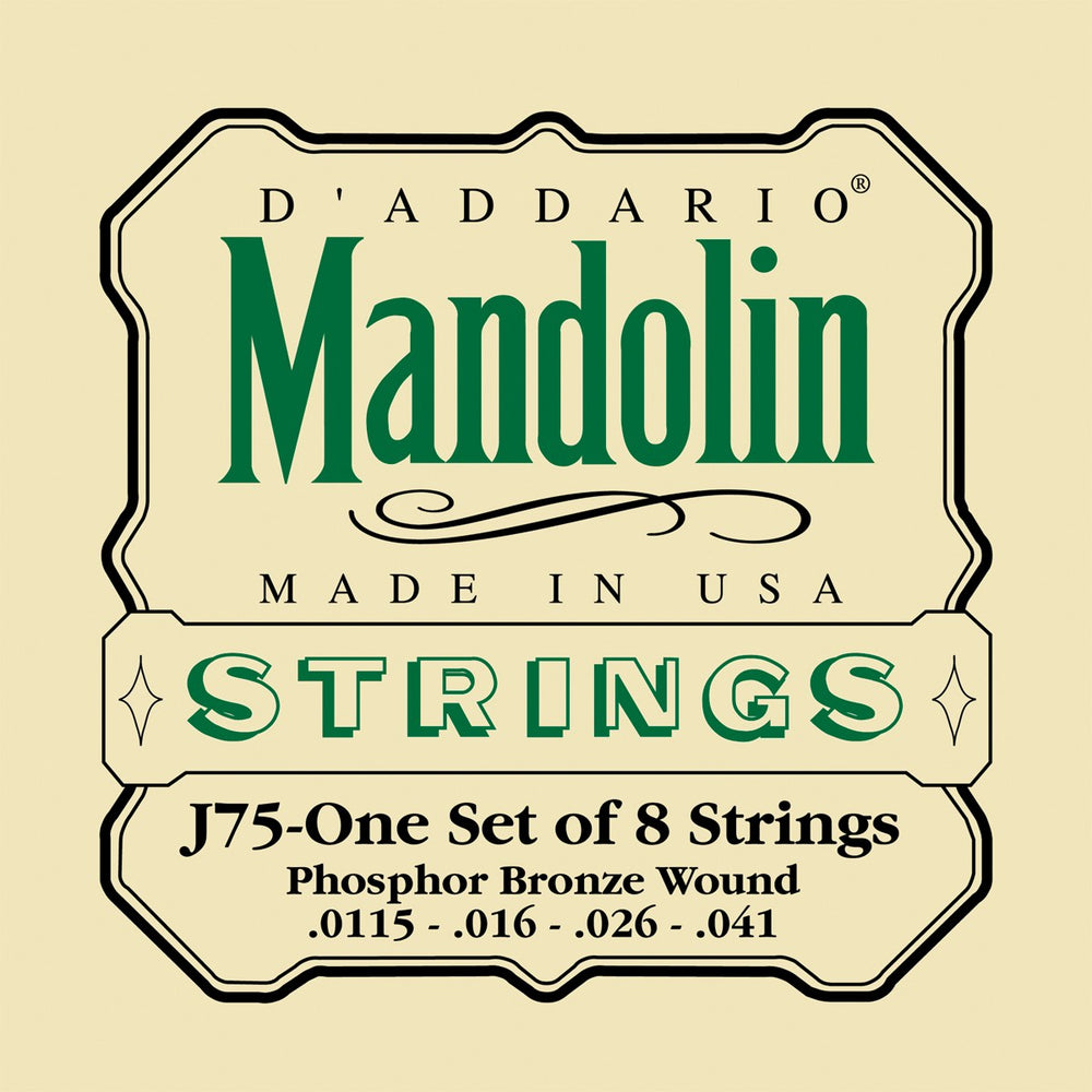 D'Addario J75 Mandolin Strings, Phosphor Bronze, Medium/Heavy, 11.5-41