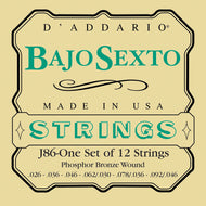 D'Addario J85 Phosphor Bronze Bajo Sexto Strings, Loop End, 26-92