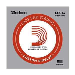 D'Addario LE013 Plain Steel Loop End Single String, .013