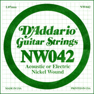 D'Addario NW042 Nickel Wound Electric Guitar Single String, .042