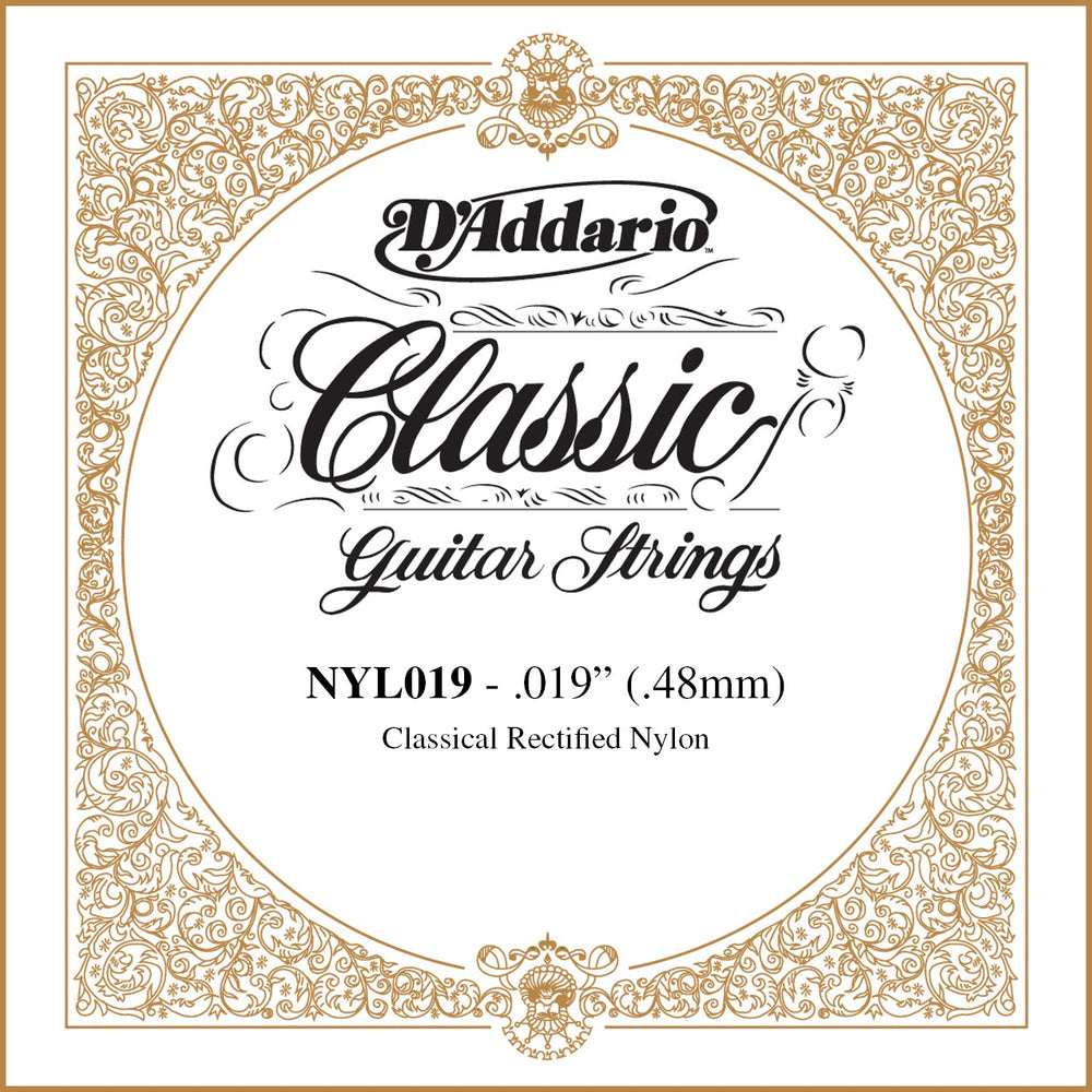 D'Addario NYL019 Rectified Nylon Classical Guitar Single String ,.019