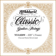 D'Addario NYL020W Silver-plated Copper Classical Single String, .020 