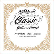 D'Addario NYL026W Silver-plated Copper Classical Single String, .026 
