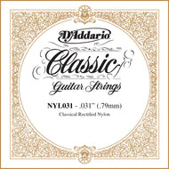D'Addario NYL031 Rectified Nylon Classical Guitar Single String ,.031