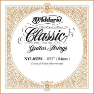 D'Addario NYL033W Silver-plated Copper Classical Single String, .033 