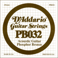 D'Addario PB030 Phosphor Bronze Wound Acoustic Guitar Single String, .032