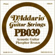 D'Addario PB030 Phosphor Bronze Wound Acoustic Guitar Single String, .039