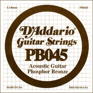 D'Addario PB045 Phosphor Bronze Wound Acoustic Guitar Single String, .045