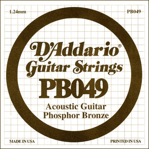 D'Addario PB049 Phosphor Bronze Wound Acoustic Guitar Single String, .049