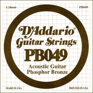 D'Addario PB049 Phosphor Bronze Wound Acoustic Guitar Single String, .049