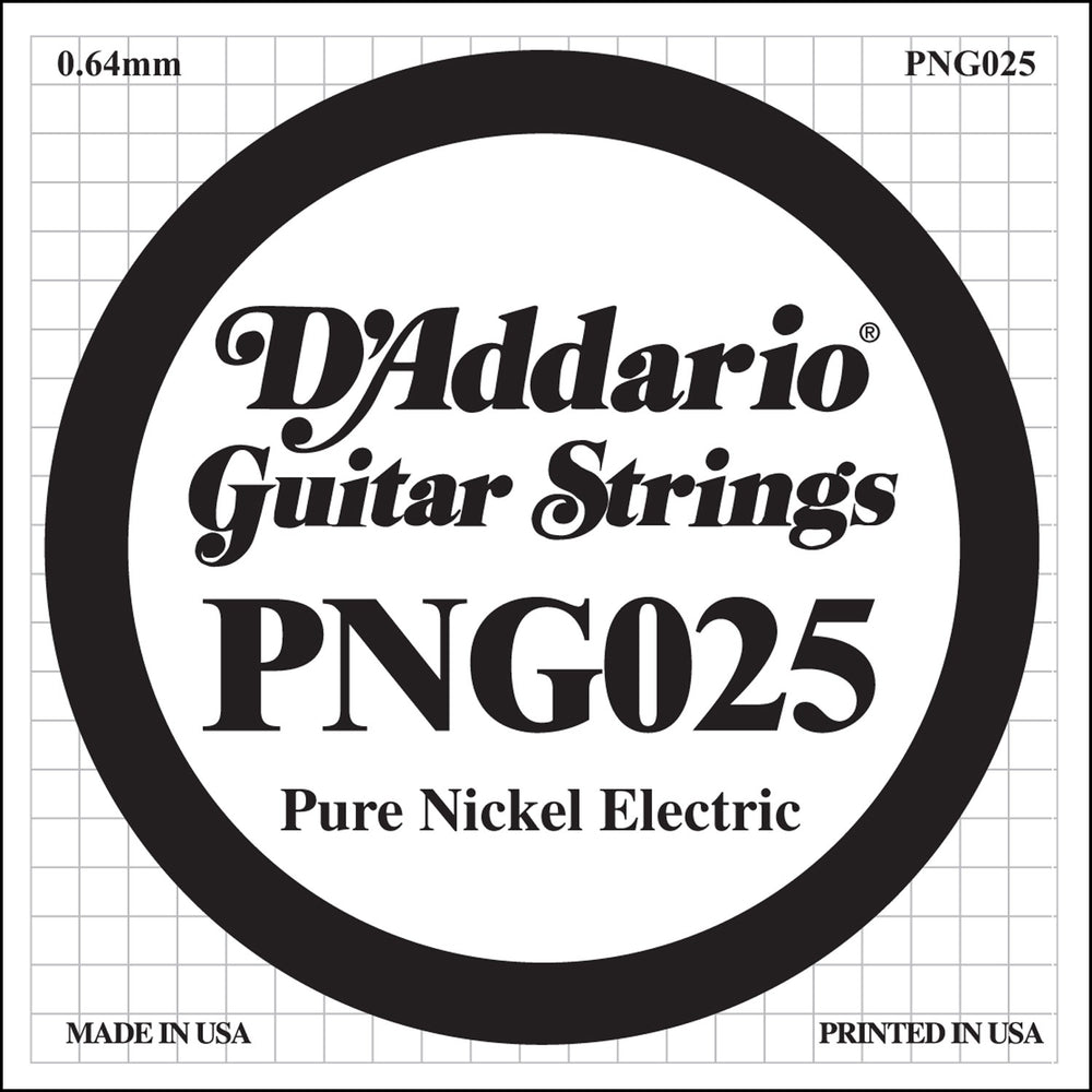 D'Addario PNG025 Pure Nickel Electric Guitar Single String, .025