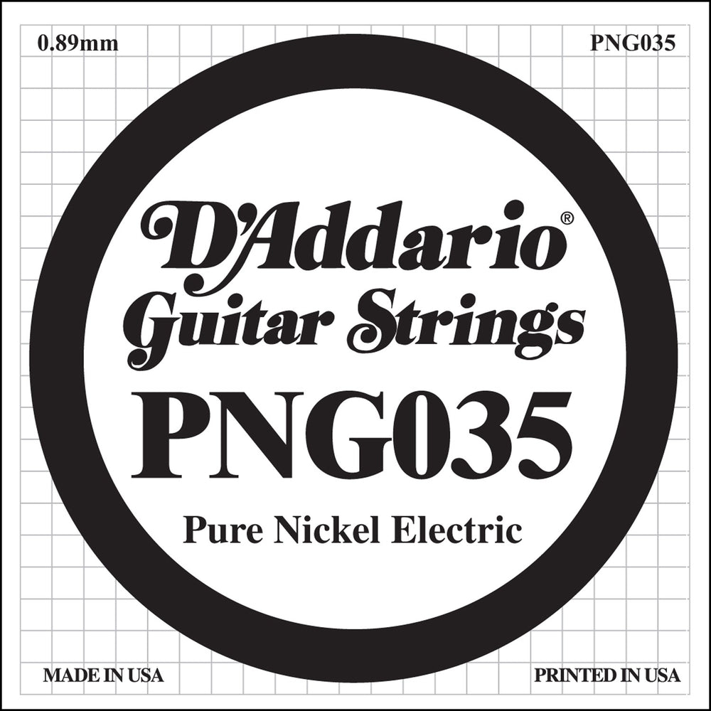 D'Addario PNG035 Pure Nickel Electric Guitar Single String, .035