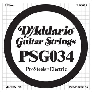 D'Addario PSG034 ProSteels Electric Guitar Single String, .034