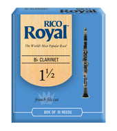 Rico Royal Bb Clarinet Reeds, Strength 1.5, 10-pack - RCB1015
