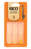 Rico Bass Clarinet Reeds, Strength 3.0, 3-pack - REA0330