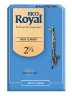 Rico Royal Bass Clarinet Reeds, Strength 2.5, 10-pack - REB1025