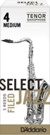 Rico Select Jazz Tenor Sax Reeds, Filed, Strength 4 Strength Medium, 5-pack - RSF05TSX4M