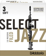 Rico Select Jazz Soprano Sax Reeds, Filed, Strength 3 Strength Soft, 10-pack - RSF10SSX3S