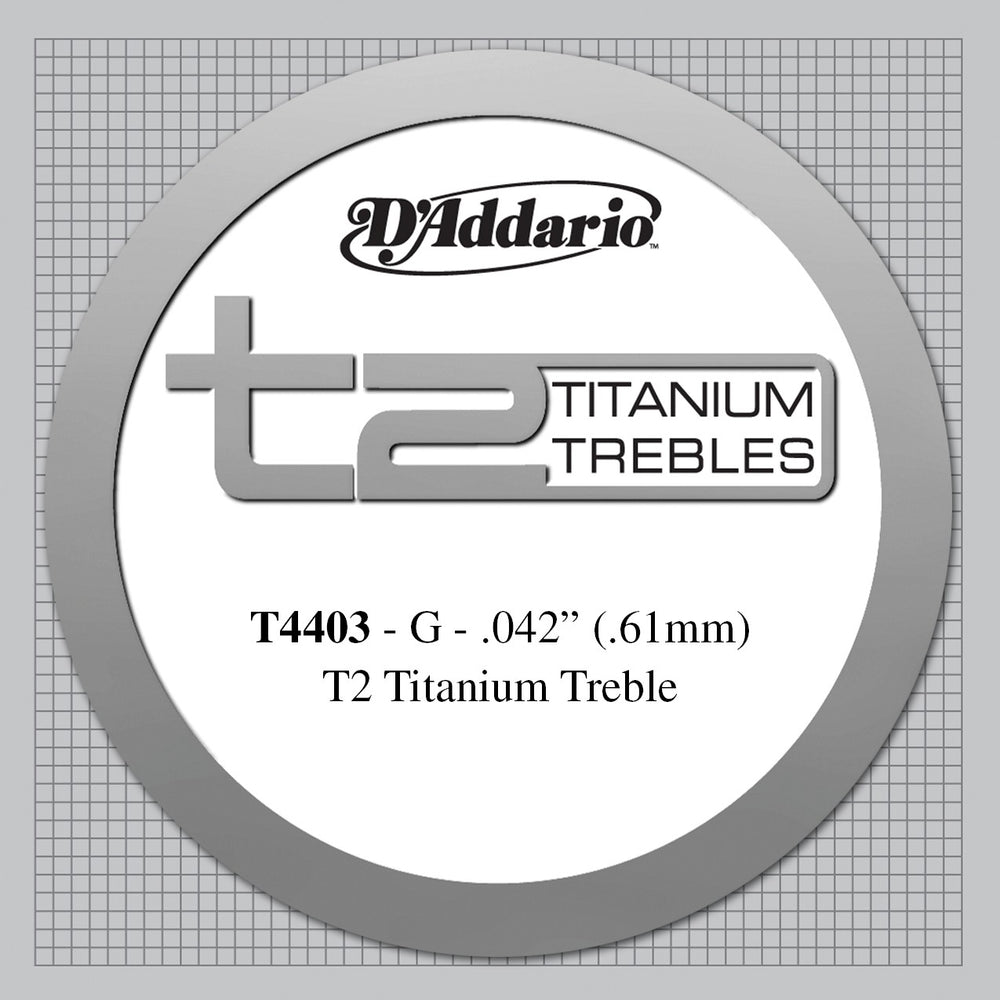 D'Addario T2 Titanium Treble Classical Guitar Single String, Extra-Hard Tension, Third String