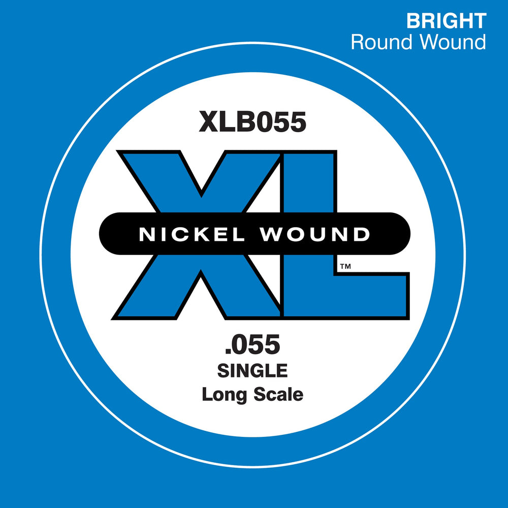 D'Addario XLB055 Nickel Wound Bass Guitar Single String, Long Scale, .055