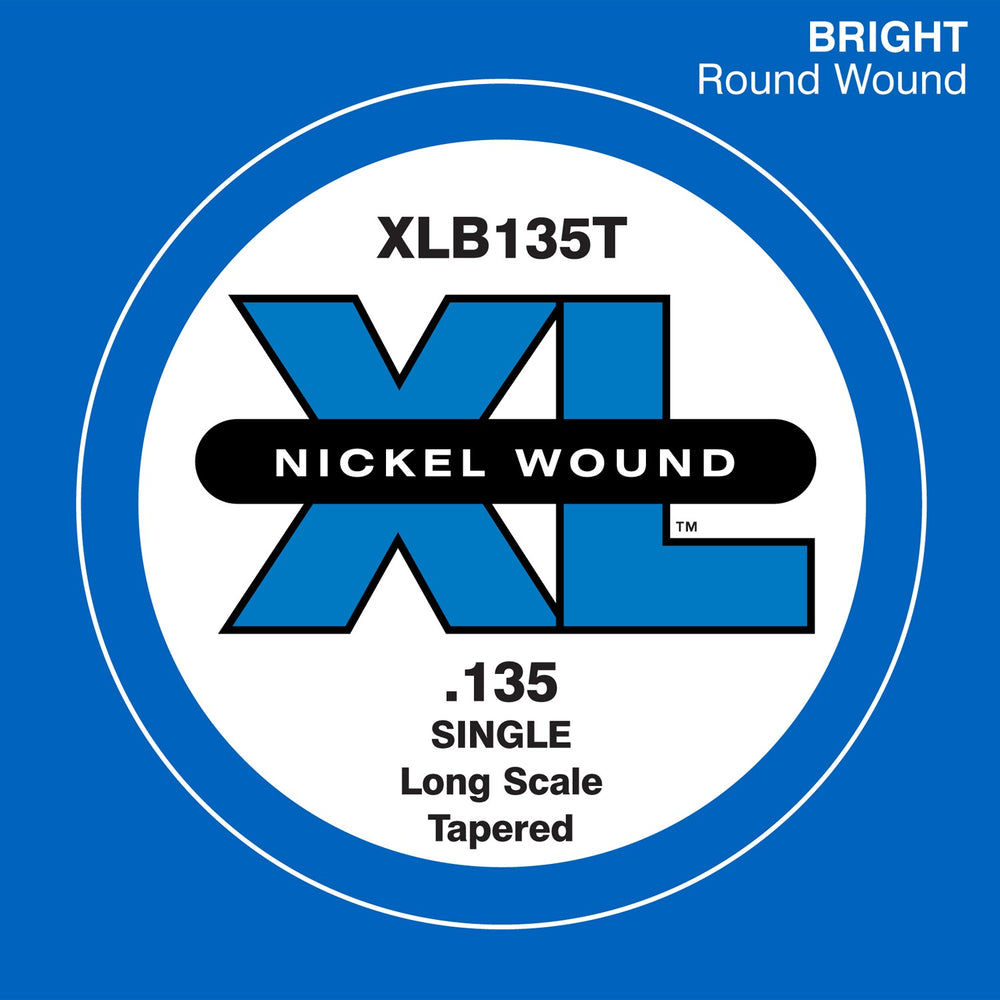 D'Addario XLB135T Nickel Wound Bass Guitar Single String, Long Scale, .135, Tapered