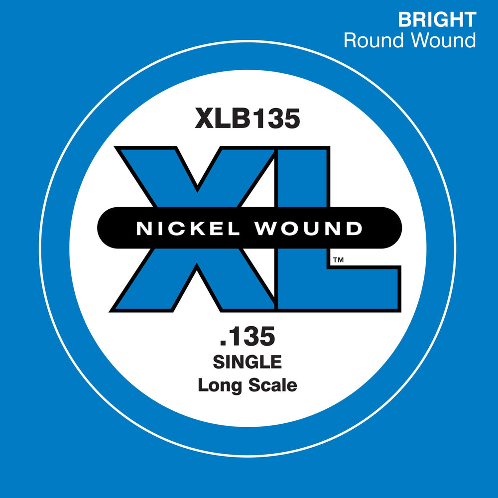 D'Addario XLB135 Nickel Wound Bass Guitar Single String, Long Scale, .135
