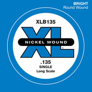 D'Addario XLB135 Nickel Wound Bass Guitar Single String, Long Scale, .135