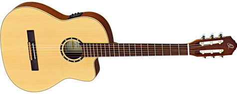 Ortega Classical Guitar. Spruce top.mahogany back, sides and neck. Walnut fretboard and bridge.Magus Preamp, Deluxe Gig Bag.